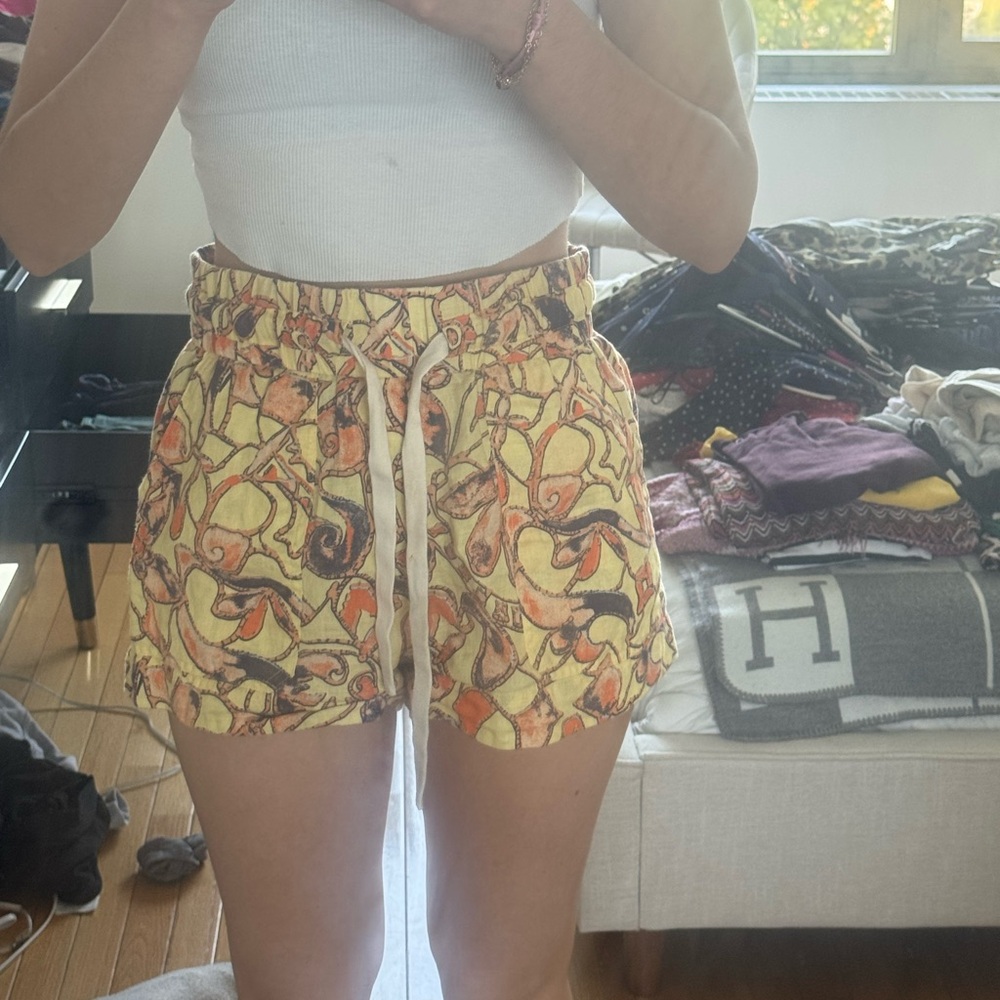 A.L.C. Abstract Yellow and Orange Women's Athletic Shorts